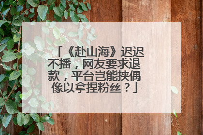 《赴山海》迟迟不播，网友要求退款，平台岂能挟偶像以拿捏粉丝？