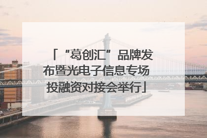 “葛创汇”品牌发布暨光电子信息专场投融资对接会举行