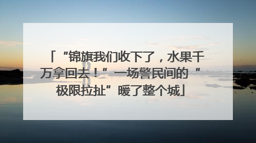 “锦旗我们收下了，水果千万拿回去！”一场警民间的“极限拉扯”暖了整个城