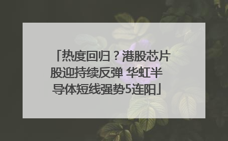热度回归？港股芯片股迎持续反弹 华虹半导体短线强势5连阳