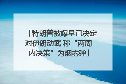 特朗普被曝早已决定对伊朗动武 称“两周内决策”为烟雾弹
