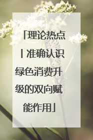 理论热点丨准确认识绿色消费升级的双向赋能作用