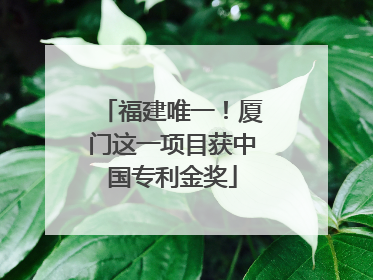 福建唯一！厦门这一项目获中国专利金奖