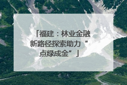 福建：林业金融新路径探索助力“点绿成金”