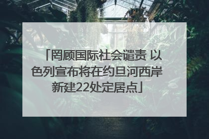 罔顾国际社会谴责 以色列宣布将在约旦河西岸新建22处定居点