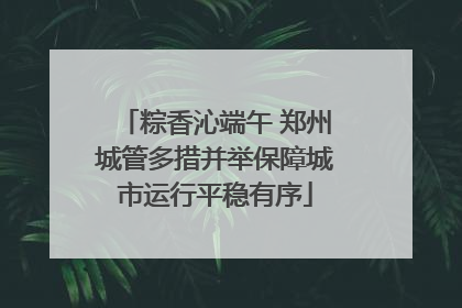 粽香沁端午 郑州城管多措并举保障城市运行平稳有序