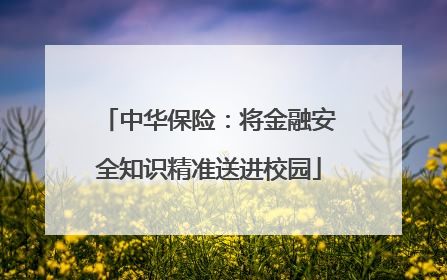 中华保险：将金融安全知识精准送进校园