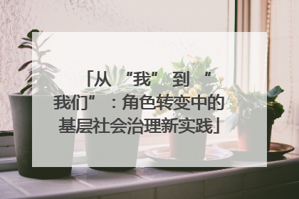 从 “我” 到 “我们”：角色转变中的基层社会治理新实践