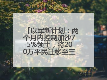 以军新计划：两个月内控制加沙75%领土，将200万平民迁移至三个小区域