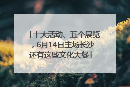 十大活动、五个展览，6月14日主场长沙还有这些文化大餐