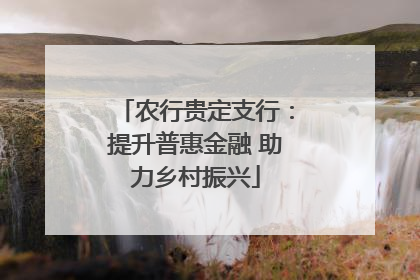 农行贵定支行：提升普惠金融 助力乡村振兴