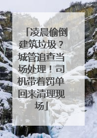 凌晨偷倒建筑垃圾？城管追查当场处理！司机带着罚单回来清理现场