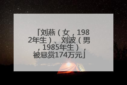 刘燕（女，1982年生）、刘波（男，1985年生），被悬赏174万元