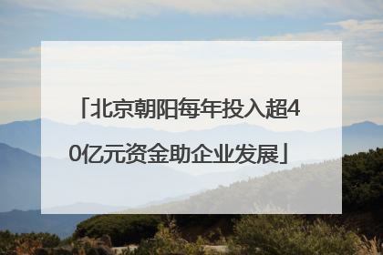 北京朝阳每年投入超40亿元资金助企业发展