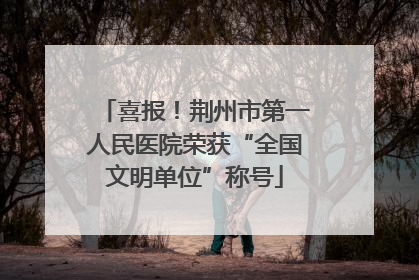喜报！荆州市第一人民医院荣获“全国文明单位”称号
