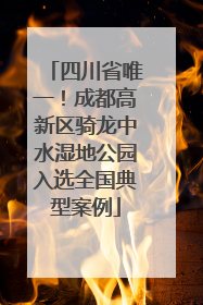四川省唯一！成都高新区骑龙中水湿地公园入选全国典型案例