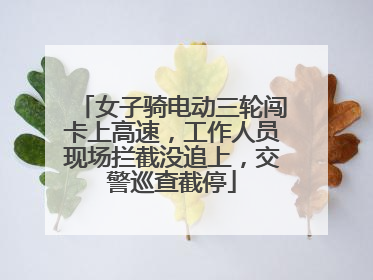 女子骑电动三轮闯卡上高速，工作人员现场拦截没追上，交警巡查截停