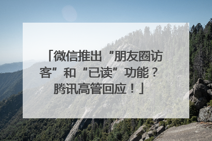 微信推出“朋友圈访客”和“已读”功能？腾讯高管回应！