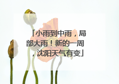 小雨到中雨，局部大雨！新的一周，沈阳天气有变
