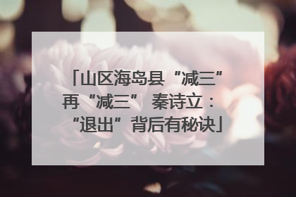山区海岛县“减三”再“减三” 秦诗立：“退出”背后有秘诀