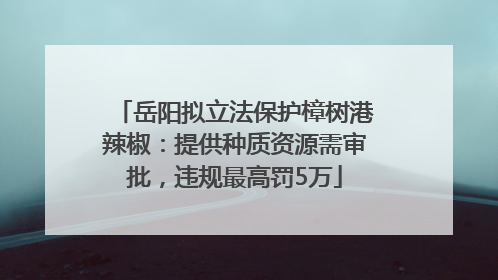 岳阳拟立法保护樟树港辣椒：提供种质资源需审批，违规最高罚5万