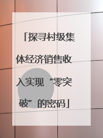 探寻村级集体经济销售收入实现“零突破”的密码