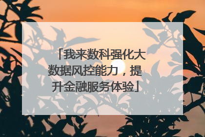 我来数科强化大数据风控能力，提升金融服务体验