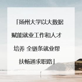 扬州大学以大数据赋能就业工作和人才培养 全链条就业帮扶畅通求职路