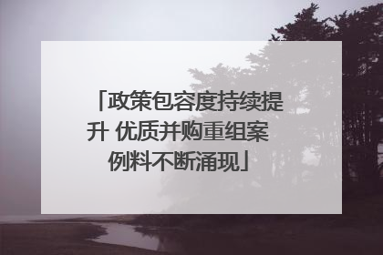 政策包容度持续提升 优质并购重组案例料不断涌现