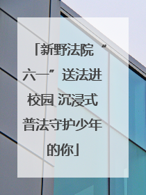 新野法院“六一”送法进校园 沉浸式普法守护少年的你
