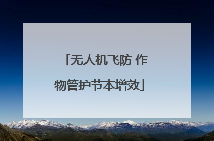 无人机飞防 作物管护节本增效