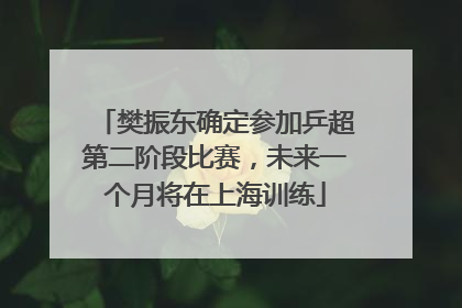 樊振东确定参加乒超第二阶段比赛，未来一个月将在上海训练