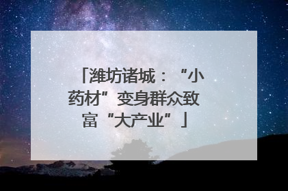 潍坊诸城：“小药材”变身群众致富“大产业”