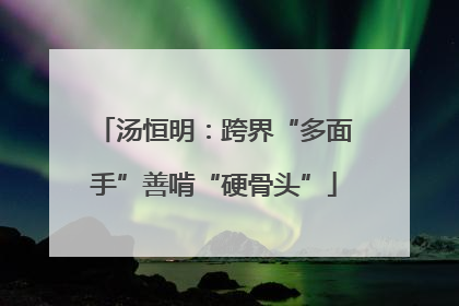 汤恒明：跨界“多面手”善啃“硬骨头”