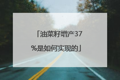 油菜籽增产37%是如何实现的