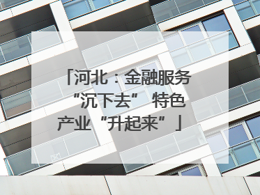 河北：金融服务“沉下去” 特色产业“升起来”
