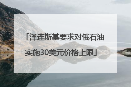 泽连斯基要求对俄石油实施30美元价格上限