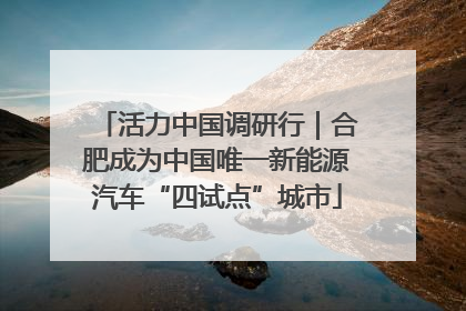 活力中国调研行｜合肥成为中国唯一新能源汽车“四试点”城市