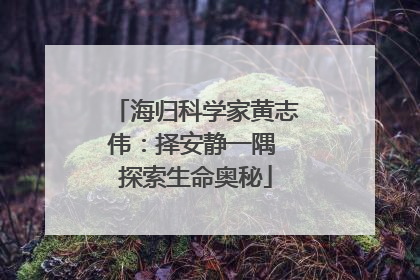 海归科学家黄志伟：择安静一隅 探索生命奥秘