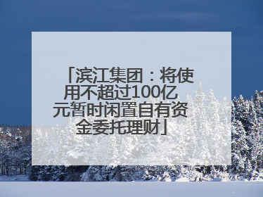 滨江集团：将使用不超过100亿元暂时闲置自有资金委托理财