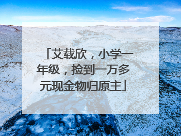 艾载欣，小学一年级，捡到一万多元现金物归原主