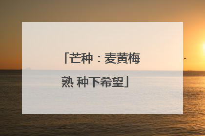 芒种：麦黄梅熟 种下希望