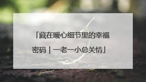 藏在暖心细节里的幸福密码｜一老一小总关情