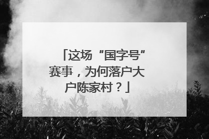 这场“国字号”赛事，为何落户大户陈家村？