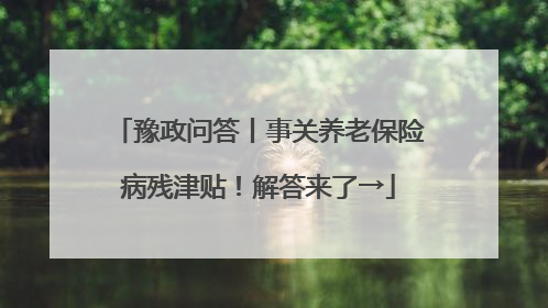 豫政问答丨事关养老保险病残津贴！解答来了→