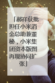 郝祥获批担任小米消金总助兼董秘，小米集团资本版图再现协同扩张
