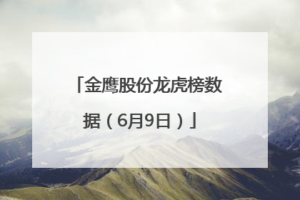 金鹰股份龙虎榜数据（6月9日）