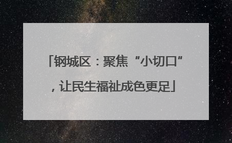 钢城区：聚焦“小切口”，让民生福祉成色更足
