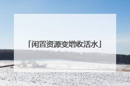 闲置资源变增收活水