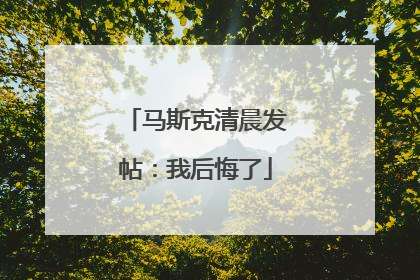 马斯克清晨发帖：我后悔了